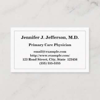 Carte de visite de médecine de base