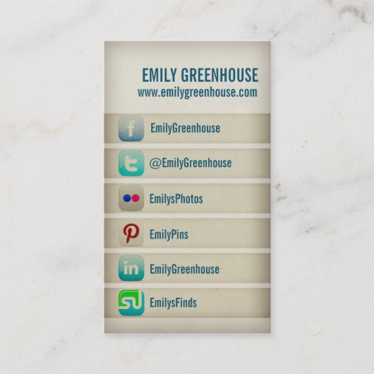 Carte de visite de médias sociaux Facebook Twitter (Devant)