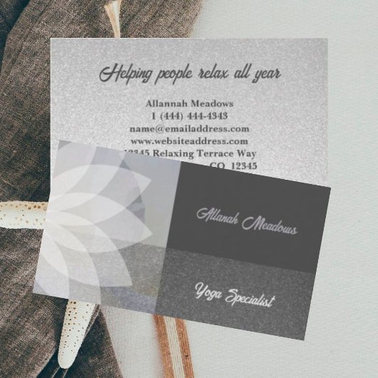 Carte de visite de méditation Lotus Yoga blanc apa