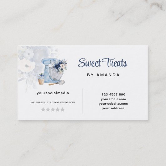 Carte de visite de mélange floral bleu (Dos)