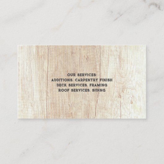 Carte de visite de menuiserie de construction (Dos)