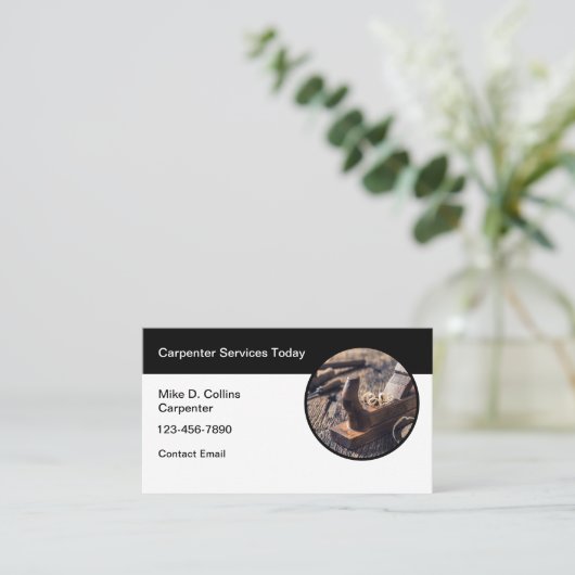 Carte de visite de menuiserie moderne simple (Debout devant)