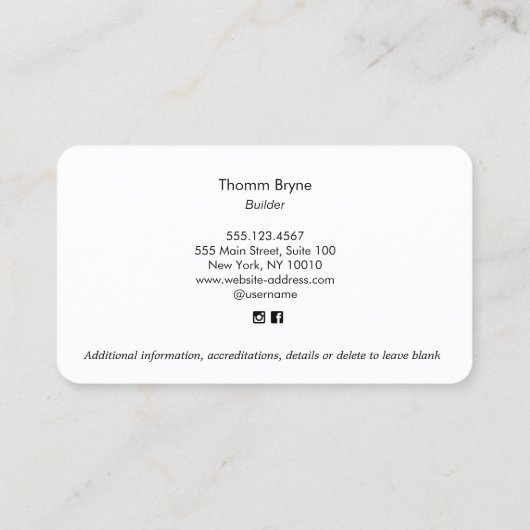 Carte de visite de menuisier de construction (Dos)