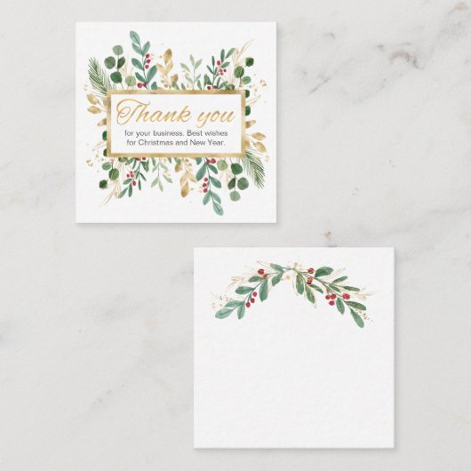 Carte de visite de Merci de feuillage d'or vert (Devant / Derrière)