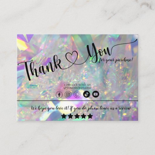 Carte de visite de Merci de l'angle d'iridescente (Devant)