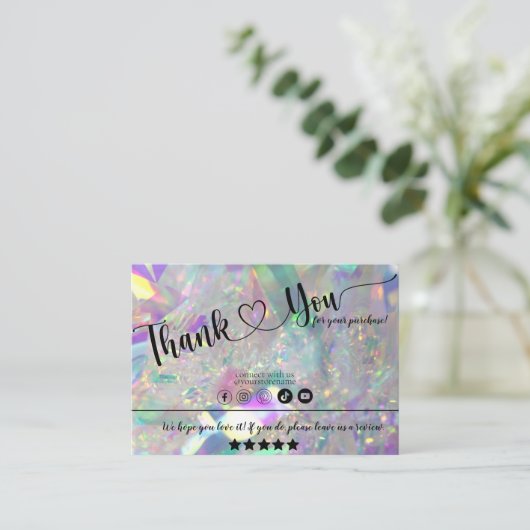 Carte de visite de Merci de l'angle d'iridescente (Debout devant)