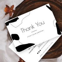 Carte de visite de Merci noir et blanc Abstrait