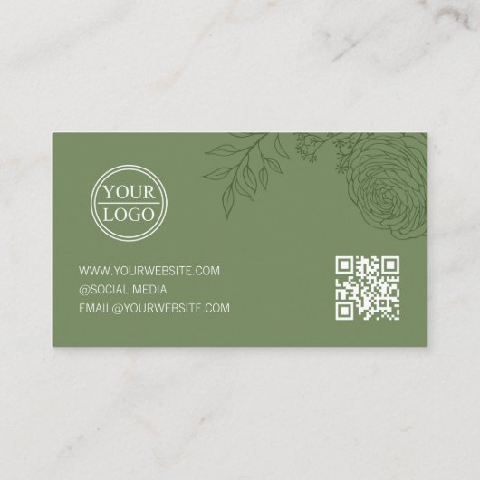 Carte de visite de Merci Ranunculus vert (Dos)