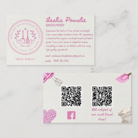 Carte de visite de micro-boulangerie Sourdough (Devant / Derrière)