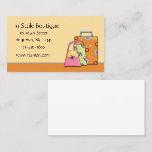 Carte de visite de mode (Devant / Derrière)