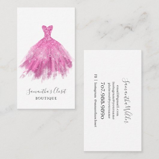 Carte de visite de mode (Devant / Derrière)