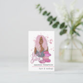 Carte de visite de mode beauté rose chic (Debout devant)