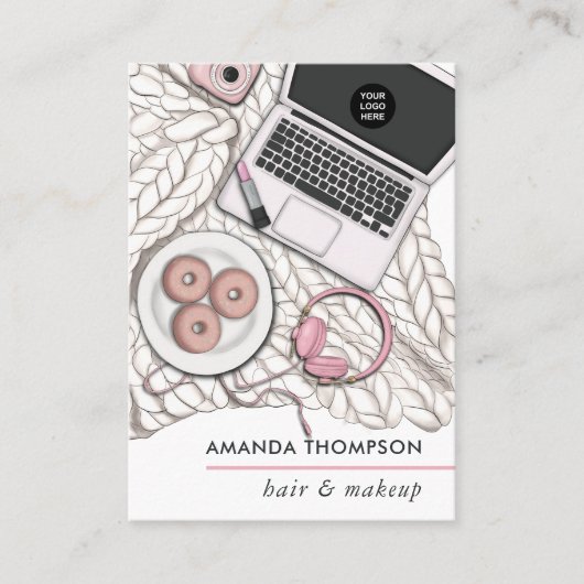 Carte de visite de mode de beauté rose chic (Devant)