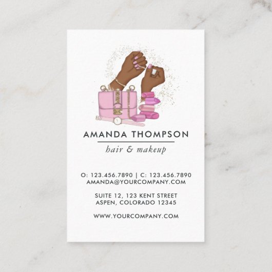 Carte de visite de mode de beauté rose chic (Dos)