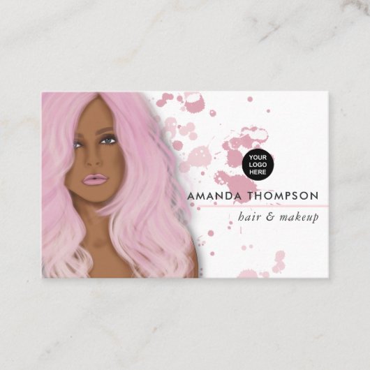 Carte de visite de mode de beauté rose chic (Devant)