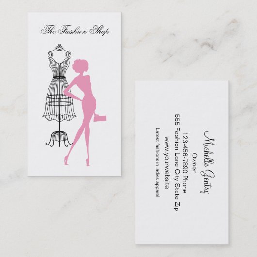Carte de visite De Mode Et De Style (Devant / Derrière)