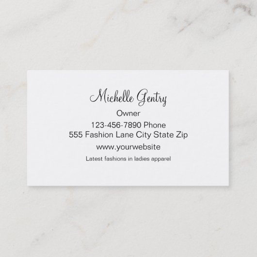Carte de visite De Mode Et De Style (Dos)