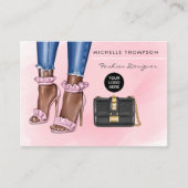 Carte de visite de mode rose et or (Devant)