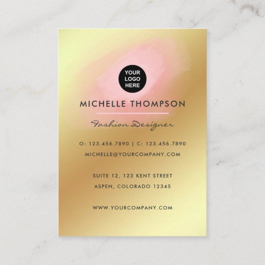 Carte de visite de mode rose et or (Dos)