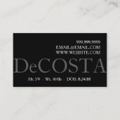 Carte de visite de modélisation moderne (Dos)