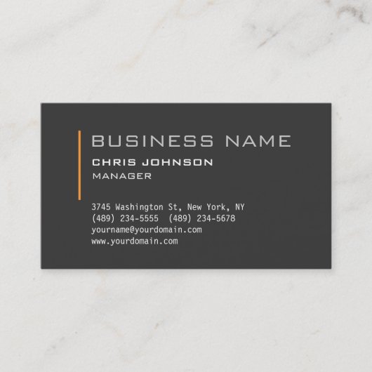Carte de visite de Modern Grey Charming Manager (Devant)