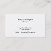 Carte de visite de moissonneuse d'arbre (Dos)