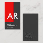 Carte de visite de Monogram Red Grey Consultant (Devant / Derrière)