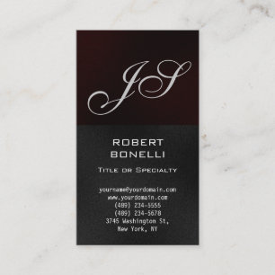 Carte de visite de Monogram Red Grey Consultant