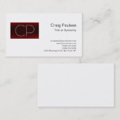 Carte de visite de Monogramme à la mode Noir Blanc (Devant / Derrière)