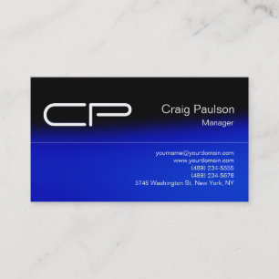 Carte de visite de Monogramme à tendance bleue noi