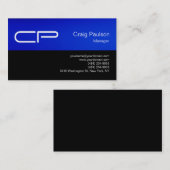 Carte de visite de Monogramme à tendance bleue noi (Devant / Derrière)