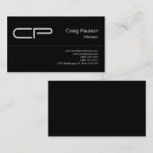 Carte de visite de Monogramme à tendance noire (Devant / Derrière)