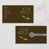 Carte de visite de monogramme - bambou (Devant / Derrière)