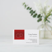 Carte de visite de monogramme blanc à rayures roug (Debout devant)