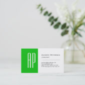Carte de visite de monogramme blanc clair (Debout devant)