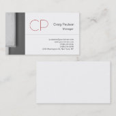 Carte de visite de monogramme blanc de bande gris  (Devant / Derrière)