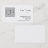 Carte de visite de Monogramme blanc gris argent te (Devant / Derrière)