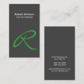 Carte de visite de monogramme blanc gris élégant (Devant / Derrière)