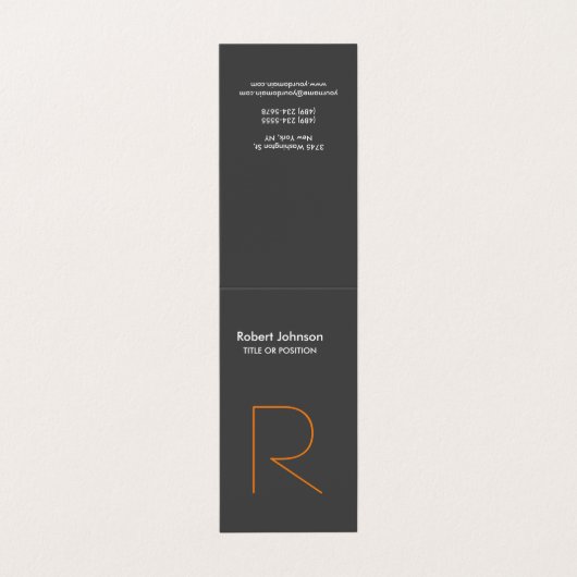 Carte de visite de monogramme blanc gris orange él (Extérieur déplié)