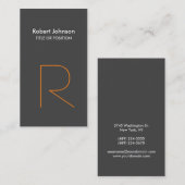 Carte de visite de monogramme blanc gris orange él (Devant / Derrière)