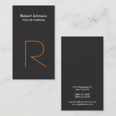 Carte de visite de monogramme blanc gris orange él (Devant / Derrière)