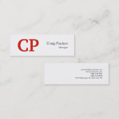 Carte de visite de Monogramme blanc rouge tendance (Devant / Derrière)