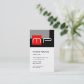 Carte de visite de monogramme blanc rouge vertical (Debout devant)