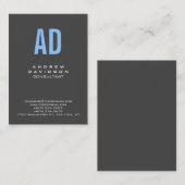 Carte de visite de monogramme bleu élégant (Devant / Derrière)