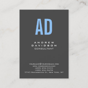 Carte de visite de monogramme bleu élégant