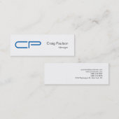 Carte de visite de Monogramme bleu mince tendance (Devant / Derrière)