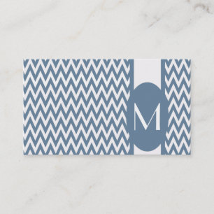 Carte de visite de monogramme Chevron Gray
