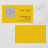 Carte de visite de Monogramme chic gris argent jau (Devant / Derrière)