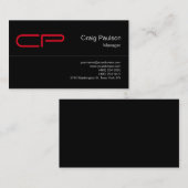 Carte de visite de Monogramme Chic Rouge Noir tend (Devant / Derrière)