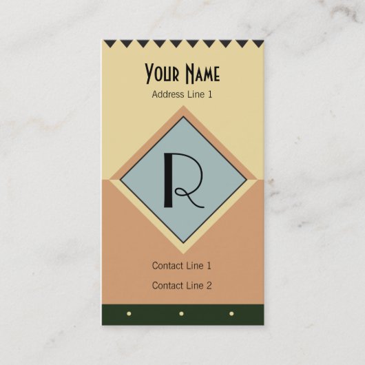 Carte de visite de monogramme d'art déco (Devant)